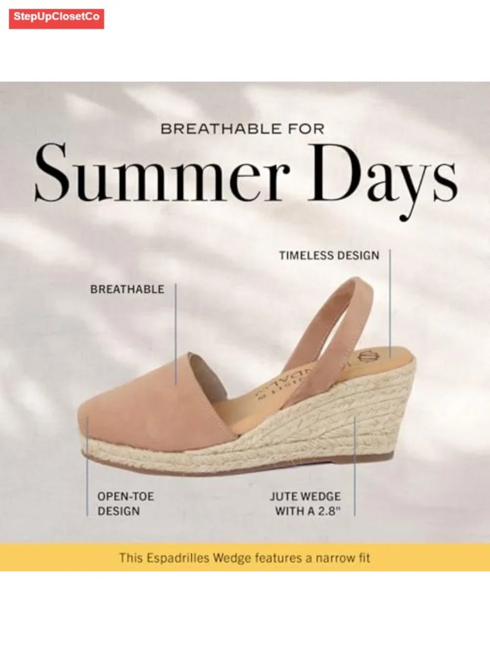 Espadrille Wedge Sandals - Soft Leather Peep Toe Slip On